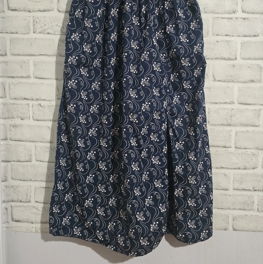 J. Crew Short Sleeve Smocked‎ Dress Navy Starry Swirl Size S